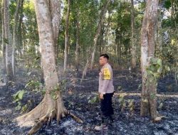 Bhabinkamtibmas Polsek Terbanggi Besar, Bripka Nasrun Harahap Gerak Cepat Padamkan Kebakaran Lahan Warga