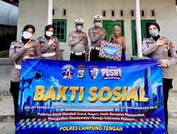 Hadir di Tengah Masyarakat, Satlantas Polres Lampung Tengah Salurkan Bantuan Sembako